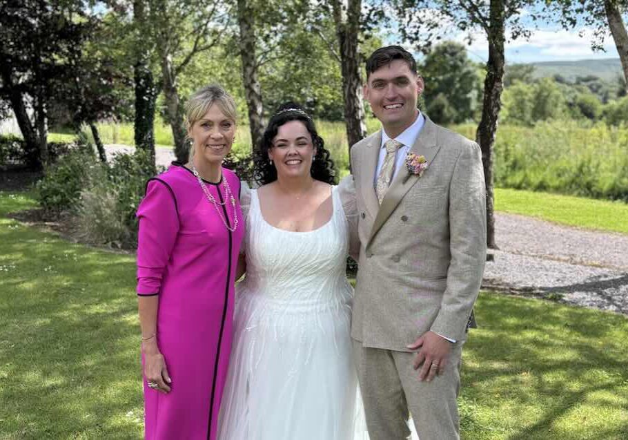 Officiant with couple at Ballygarry Estate